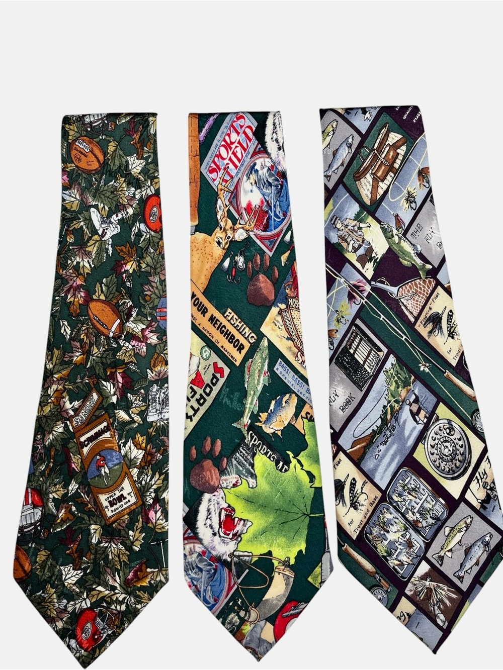 Nicole Miller 3 Bundle Hunting/Football/Fishing Vintage Novelty Silk Ties